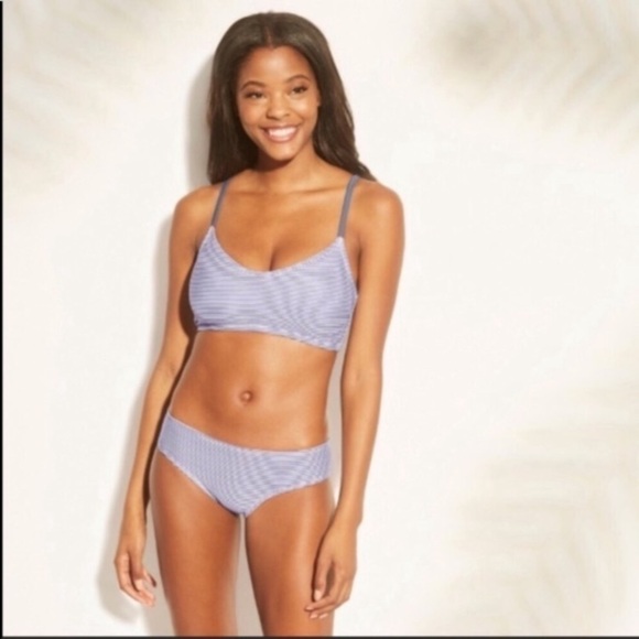 Xhilaration Pink Blue Striped Bikini Top - Picture 7 of 7